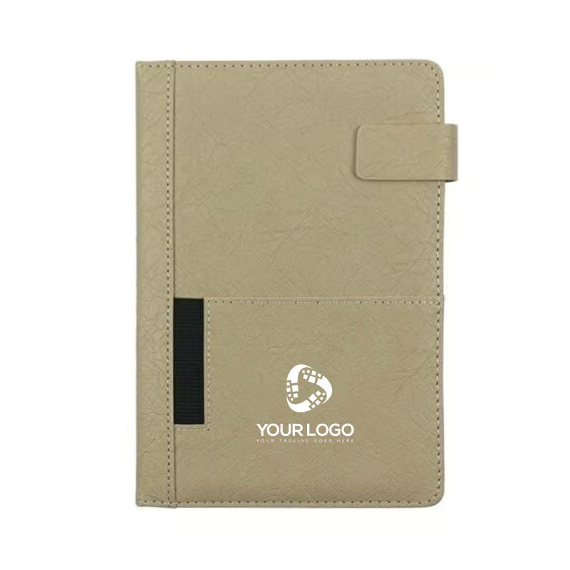 PU Notebook With Front Pocket, Magnetic Flap & Page Mark Ribbon  With Logo